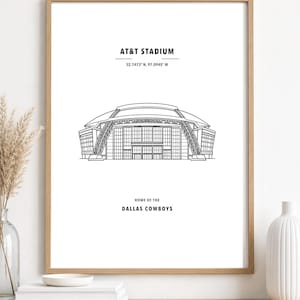 AT&T Stadium Print | Dallas Cowboys Stadium Art | Minimalist Football Decor (Digital Download)