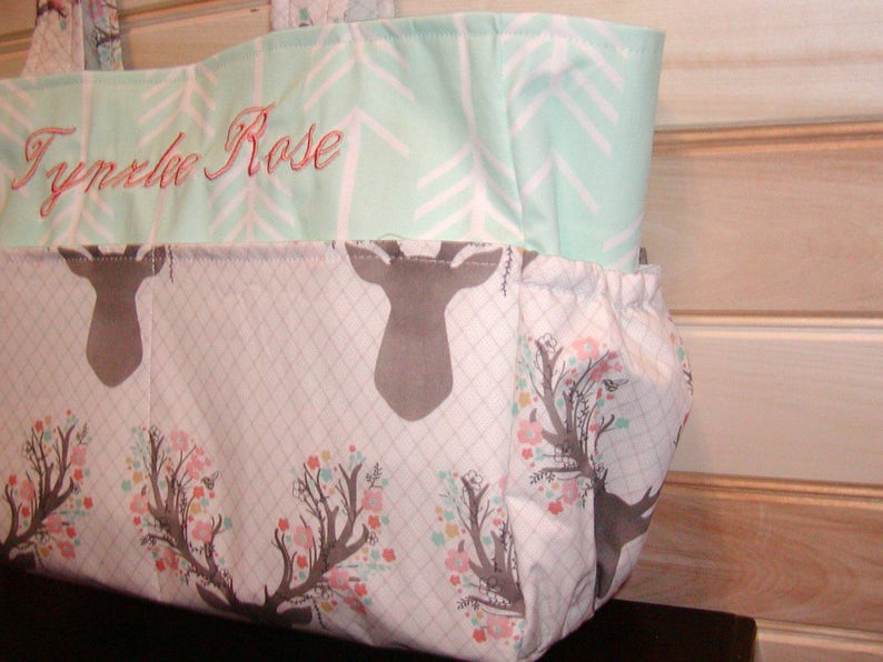 Diaper bag handbag purse book bag..Stag In Tulip N Mint Etsy