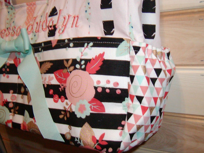 Diaper bag handbag purse book bag..Mint Arrows N Pink Etsy