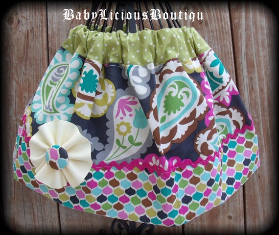 Girls Twirl Skirt Custom..Paisley Princess..Available in 0-12 | Etsy