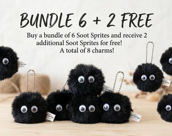 Plush Small Briquette Pendant Keychain, Cute Soot Sprite Bag Charm, Studio Ghibli Inspired Purse Accessory, Anime Keyring, Japanese Fan Gift