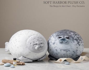 Angry Blob Seal Pillow, Chubby Sea Lion Plush, Cute Round Seal Toy, Aesthetic Room Decor Funny Stuffed Animal, Soft Sofa Cushion Kawaii Gift