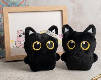Black Cat Plush Keychain, Kawaii Bag Pendant Charm, Soft Stuffed Animal Gift, Aesthetic Cat Lover Accessory, Cute Anime Mascot, Kitty Toy