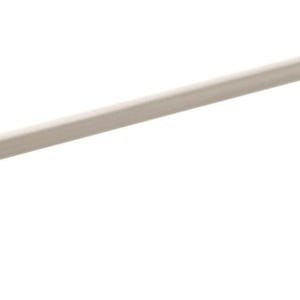 May include: A long, brushed nickel cabinet pull with a slender, cylindrical handle and two rectangular mounting bases at each end. The hardware features a smooth, metallic finish and a simple, functional design for attachment to furniture or doors.