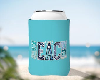Beach Patch Letters Can Cooler