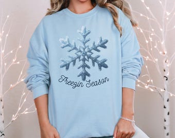 Blue Pine Snowflake 'Freezin Season' Sweatshirt