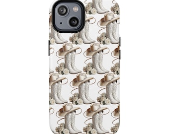 Western Cowgirl Boots & Hat MagSafe Phone Case | Floral Accents