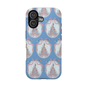 Coquette Pink Bow Castle Mag Safe Phone Case | Magnetic Impact-Resistant Case image 1