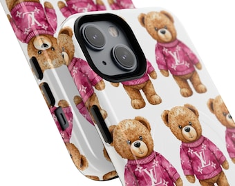 Teddy Bear Pink Sweater MagSafe iPhone Case | Designer Pattern Tough Case