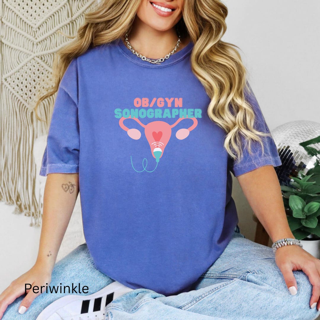 OB/GYN Sonographer Uterus Heart Comfort Colors T-shirt | Ultrasound ...