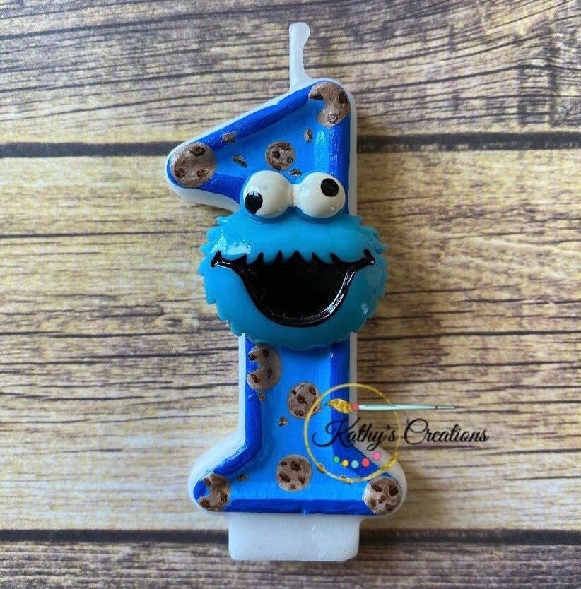 Cookie monster sesame street cookie monster party cookie monster candle sesame street candle cookie monster decor birthday