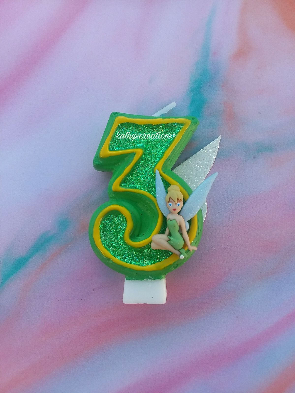 Tinkerbell birthday handpainted candle birthday candle tinkerbell candle