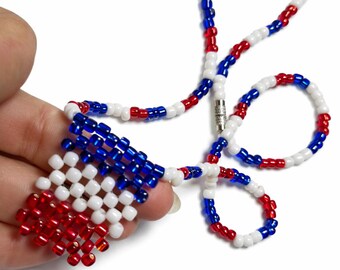French Flag Necklace – Handmade Tricolor Beaded Necklace