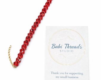 Red Heart Bracelet, Handmade Beaded Bracelet, Love Bracelet, Romantic Gift for Her, Cute Everyday Jewelry, Valentine Gift Idea