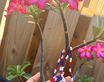 Dominican Republic Necklace, Dominican Flag Necklace, DR Jewelry, Beaded Flag Necklace, Caribbean Jewelry, Handmade Gift for Her