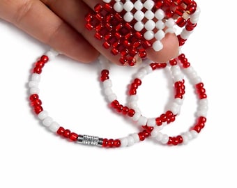 Peruvian Flag Necklace | Handmade Red and White Beaded Necklace | Peru Jewelry | Cultural Gift