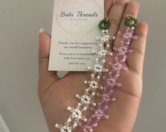 Beaded Flower Bracelet | Handmade Daisy Bracelet | Cute Floral Jewelry Gift for Women & Girls