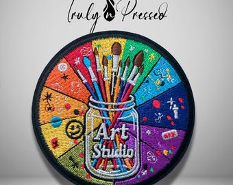Art Studio Patch | Artist Paint Brush Iron On Patch | Painter Embroidered Patch | Creative Gift | Art Teacher Patch