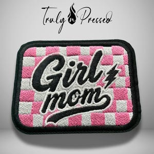 Trendy Checherboard Mama  Patch, Girl Mom Iron On Patch, Retro Embroidered Appliques, Mom Life Accessories , Truly N Pressed Patches