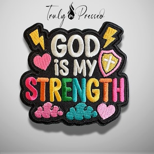 God is My Strength Christian Iron-On Patch | Truly N Pressed Patches