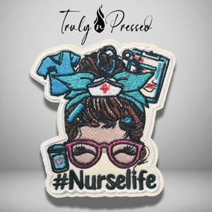Nurse Life Iron On Patch, Healthcare Worker,  Nurse Gift Patch for Jackets Bags and Scrubs