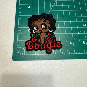 Bougie Betty Iron On Patch, Cute Afro Retro Embroidery Applique image 3