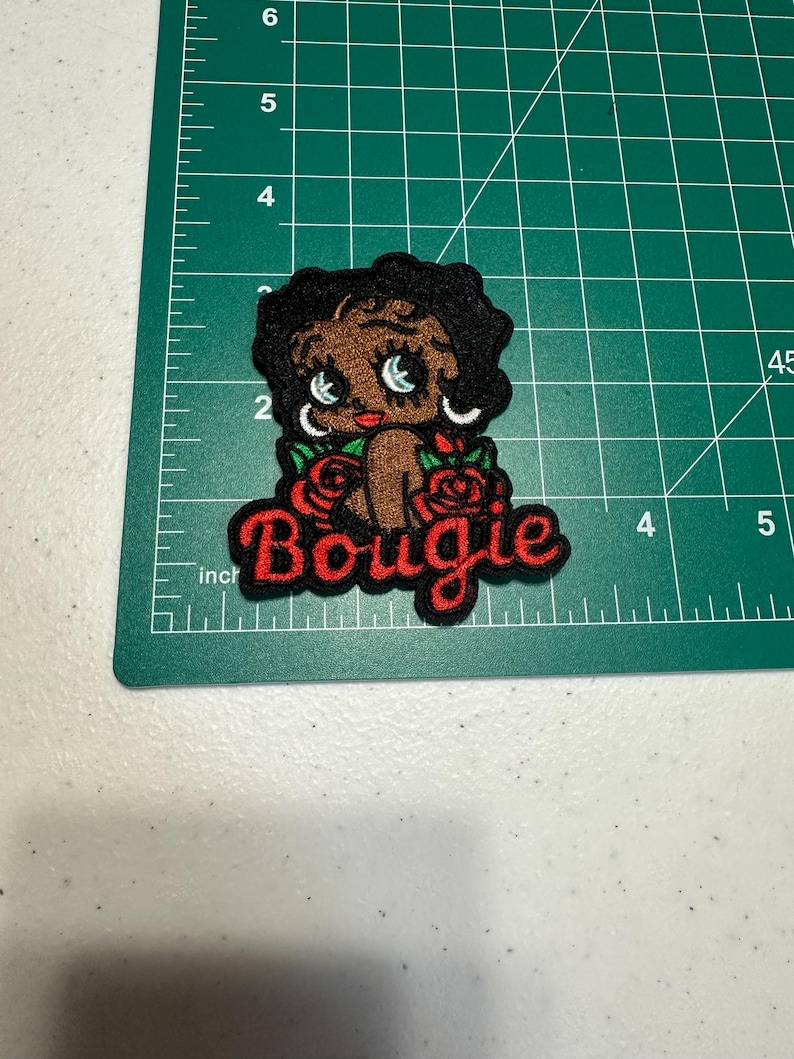 Bougie Betty Iron On Patch, Cute Afro Retro Embroidery Applique image 3