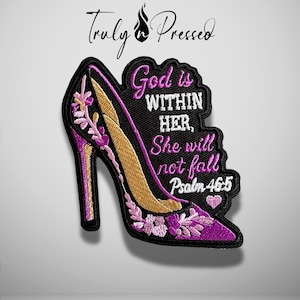 God is Within Her, She will not Fall Iron on Patch | Truly N Pressed Patches