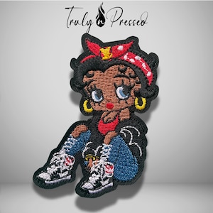 Betty B Retro Fashion Iron Patch, Cartoon Black Girl Iron On Patch, Stylish Betty Patches
