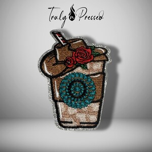 Western Drink Iron on Patch | Turquoise Patches