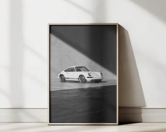 Black and White Porsche 911 Poster | Classic Porsche Wall Art Print | Minimalist Car Photography | Vintage Sports Car Decor | Unframed