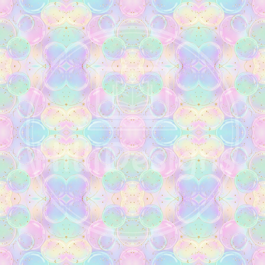 Holographic Soap Bubbles Seamless Pattern | Pastel Bubble Digital Paper ...