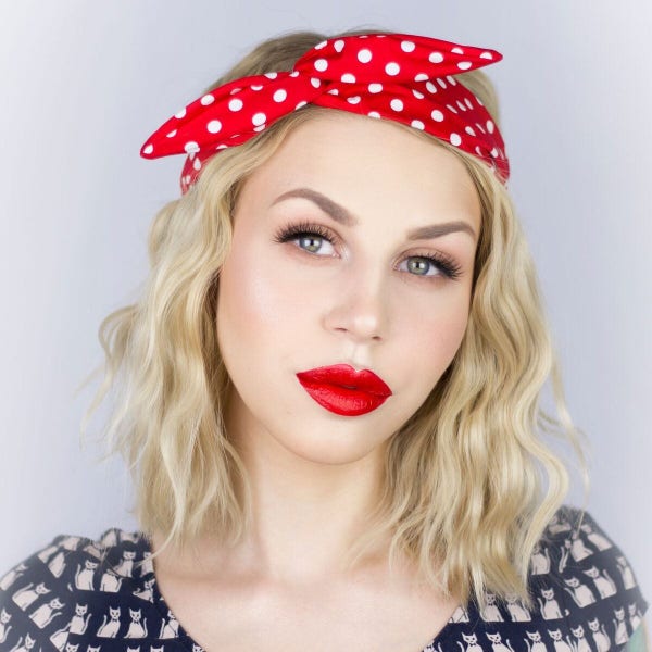 Red and white polka dot rockabilly wire headband | Rosie the Riveter | Mini Mouse