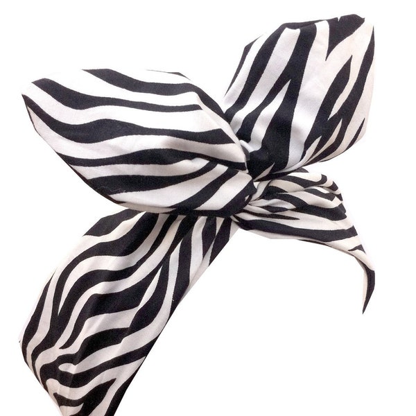 Schwarz und weiß Zebra Tier Druck PIN UP Draht ROCKABILLY Stirnband