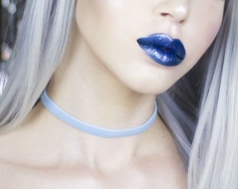 Baby Blue Velvet Thin Choker - Necklace - Christmas