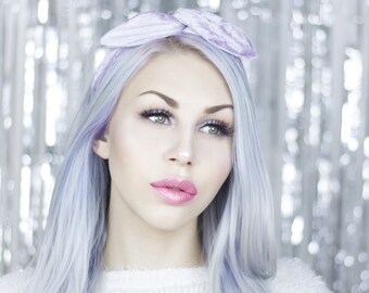 Pastel Lilac Crushed velvet vintage wire headband