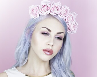 TALIA Pastel Pink Rose Flower Crown - Flowers - Floral Headband