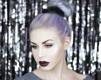 Black Lux Velvet Wire Hair Bun Wrap - Top knot