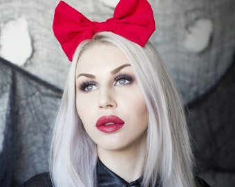 Red oversized bow headband Rockabilly Pin up girl Snow White