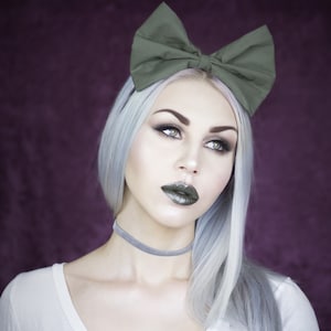 Khaki Green Oversized Bow Headband