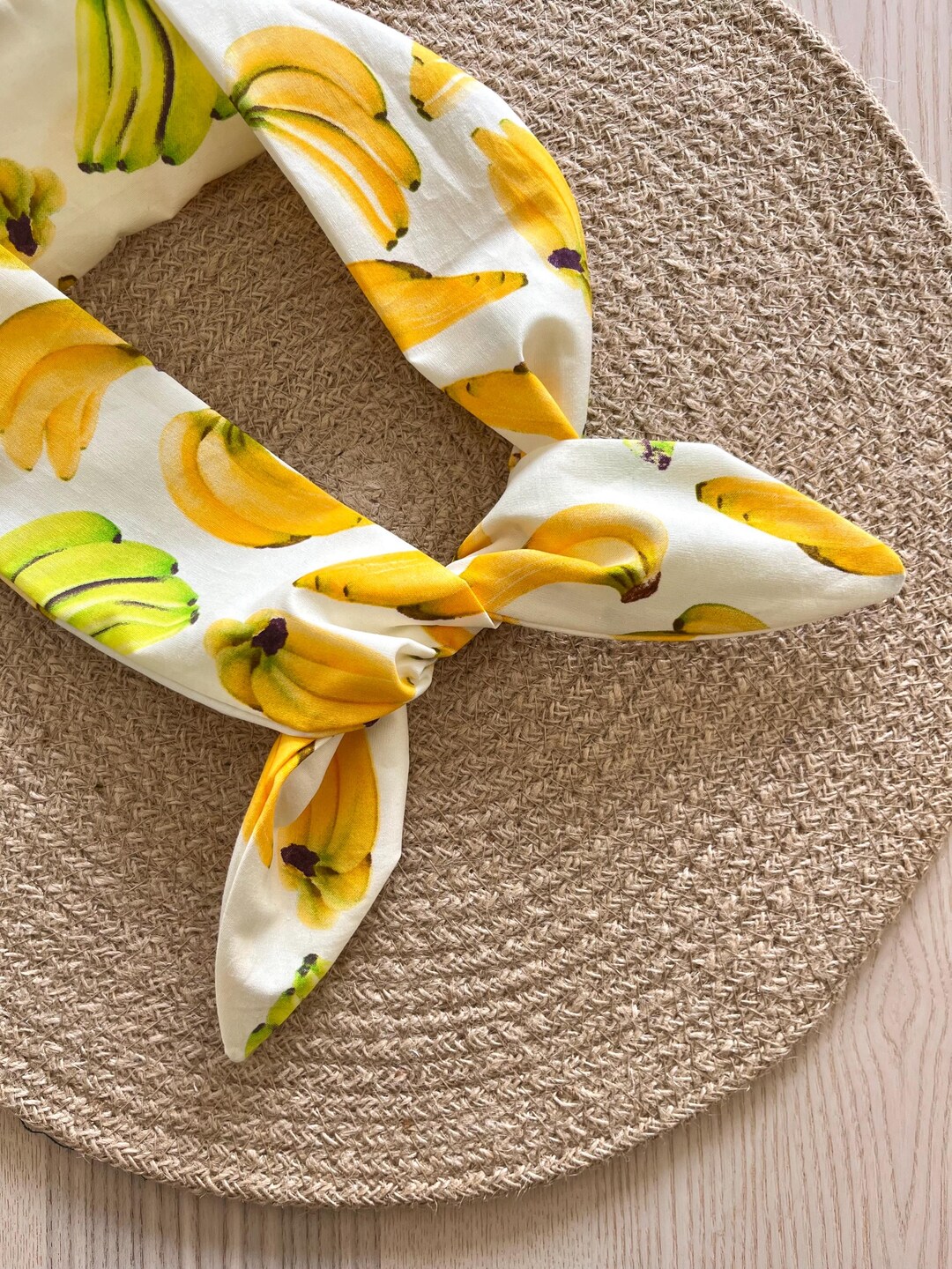 Banana Fruit Print Ivory Wired Headband | Knot Headband - Etsy
