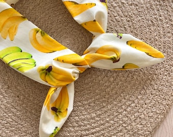Banana Fruit Print Ivory Wired Headband | Knot Headband