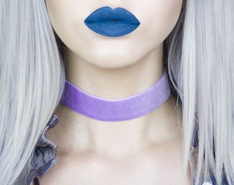 Pastel Lilac Velvet Wide Choker - Necklace - Christmas