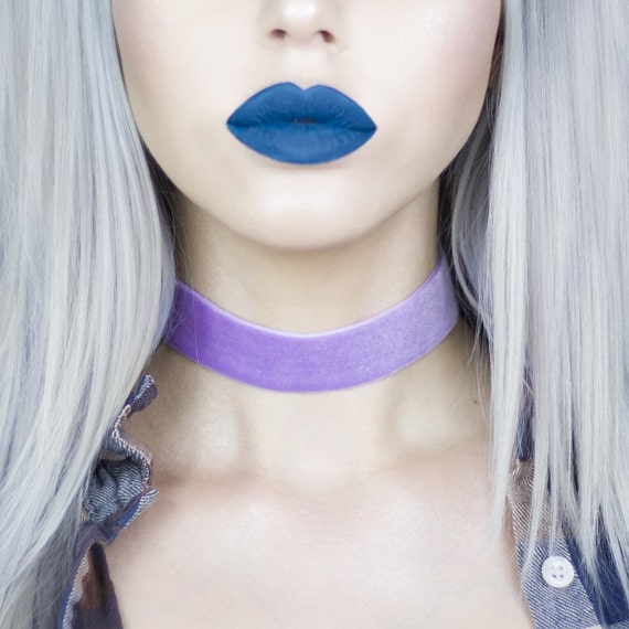 Pastel Lilac Velvet Wide Choker Necklace Christmas