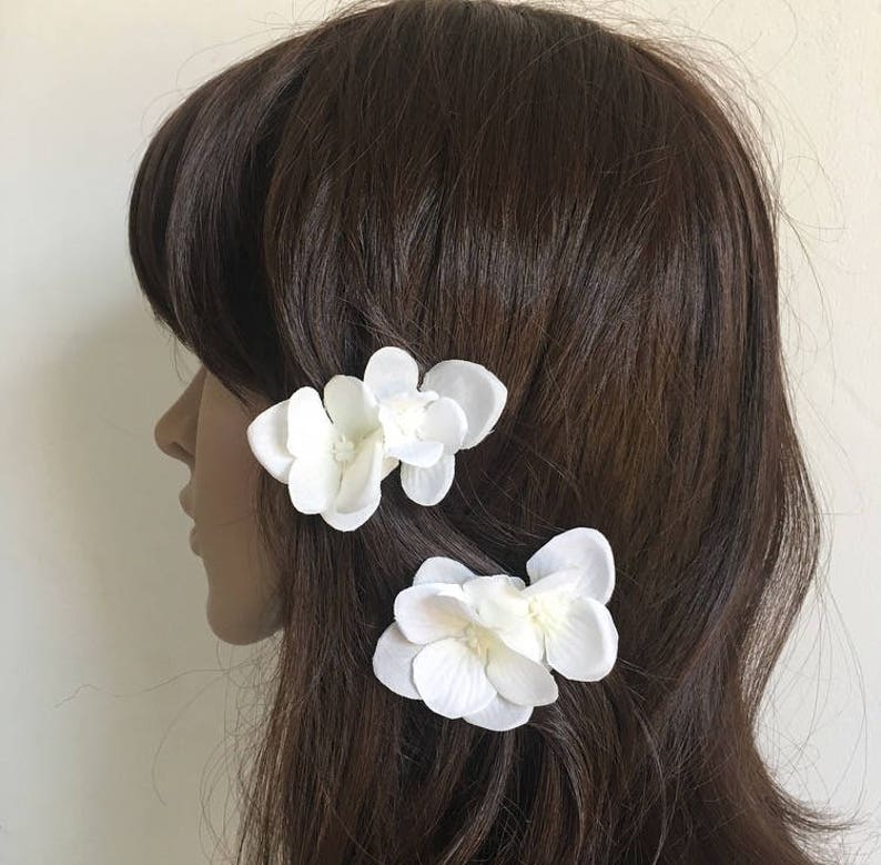 Ivory White Flower Hair Clips Wedding Bride Flower Girl Etsy