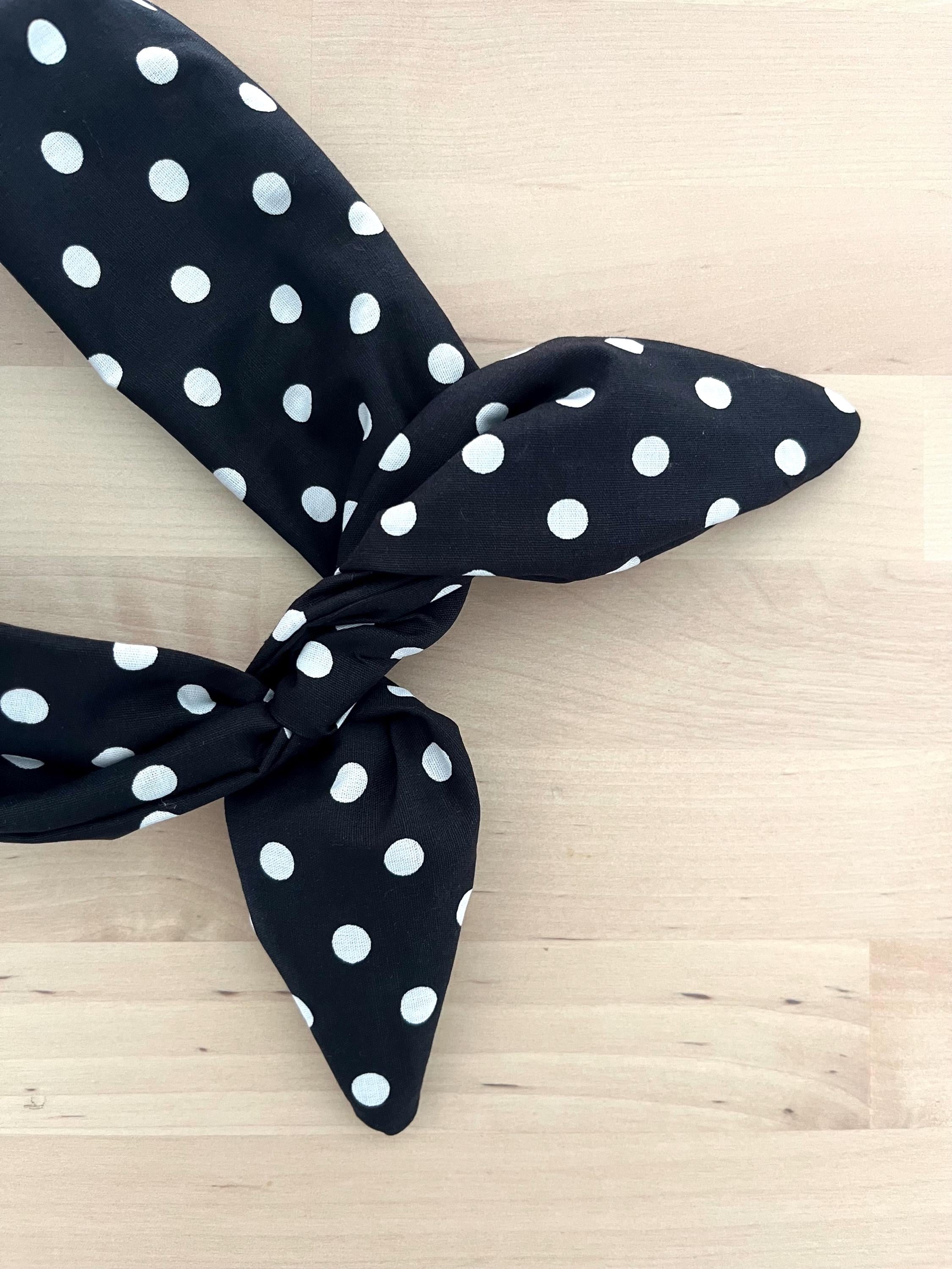 Black & White Polka Dot Wired Headband Hair Wrap - Etsy
