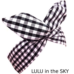 Black & White Gingham Check wired Headband image 2