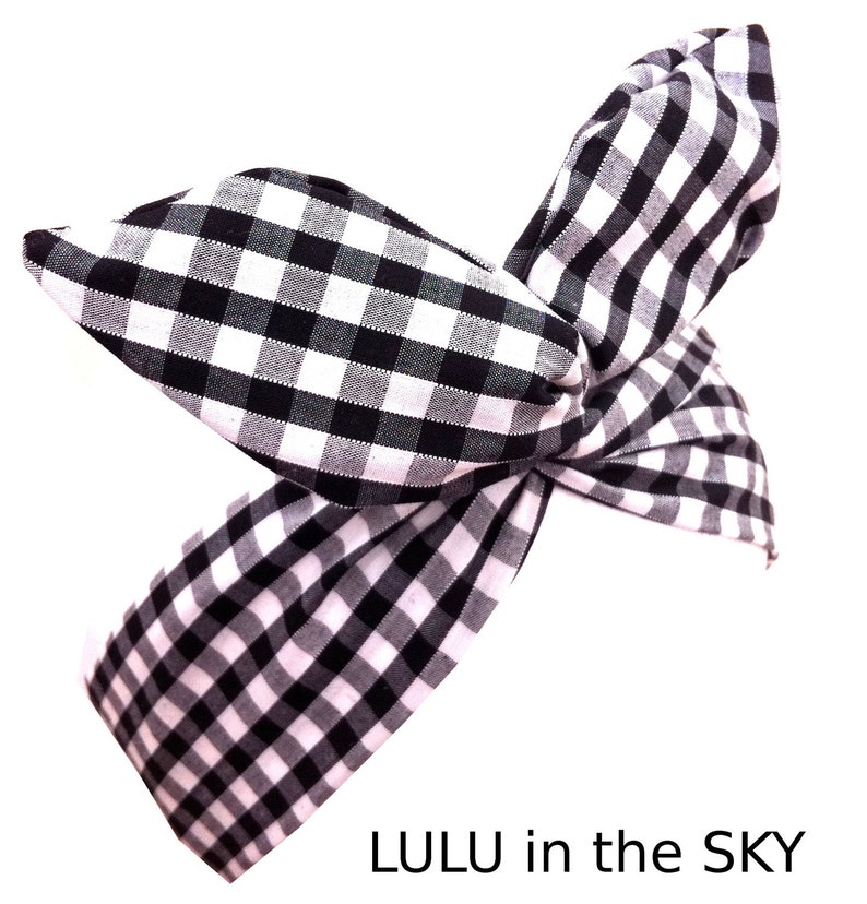 Black & White Gingham Check wired Headband image 2