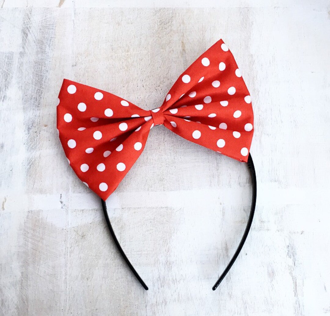 Red and White Polka Dot Bow Headband Rockabilly Pin up Girl - Etsy