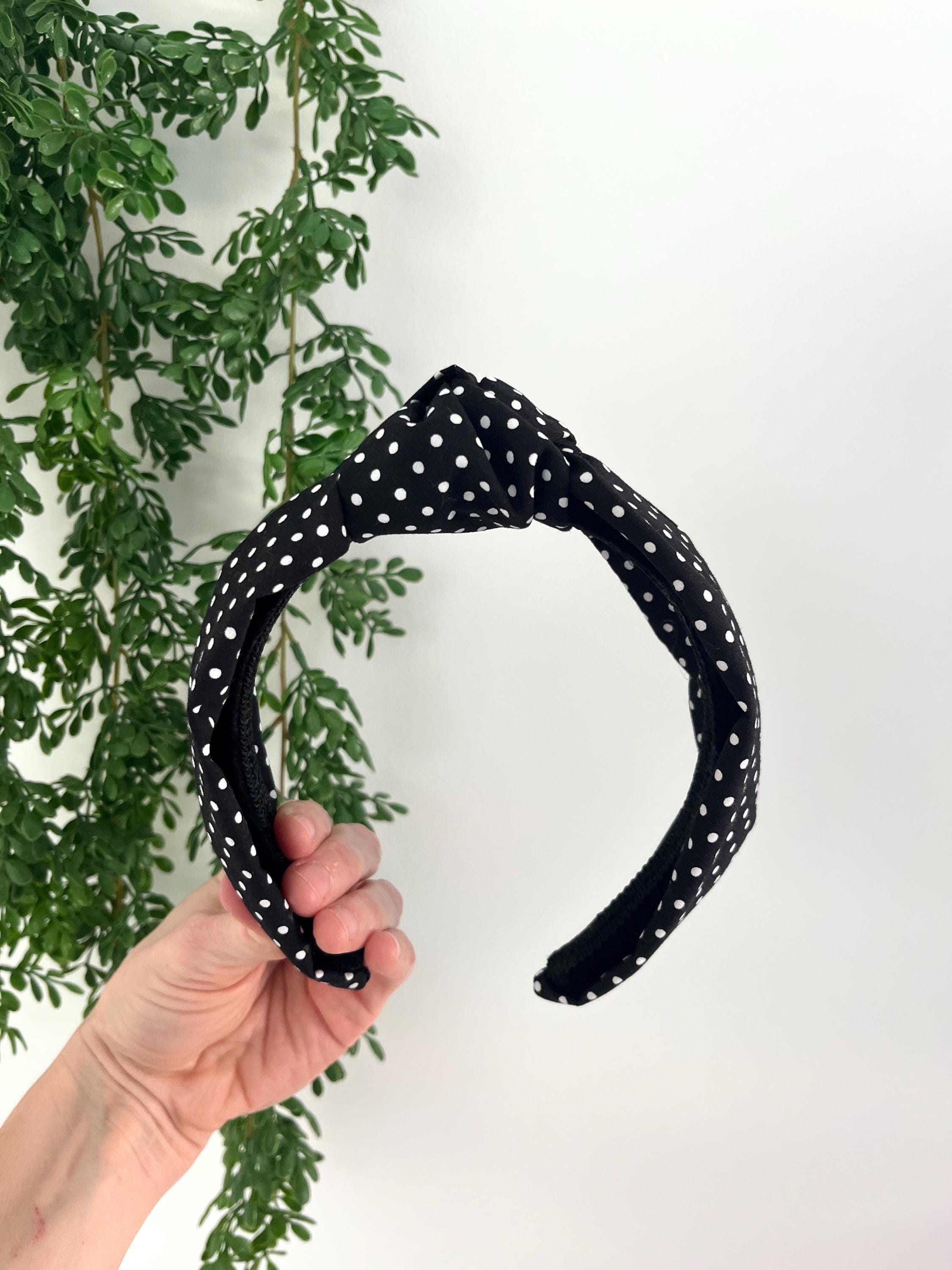 Black and White Polka Dot Knot Headband - Etsy